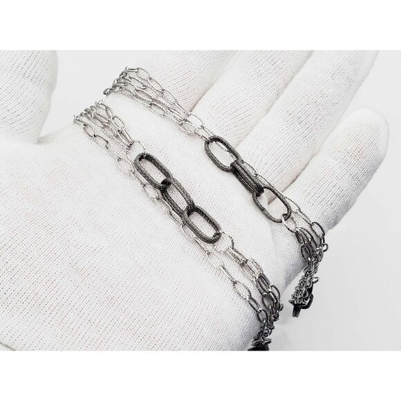 Itaor Designer Oval Station Link Chain Necklace 14k White Gold 32" - Picture 3 of 5